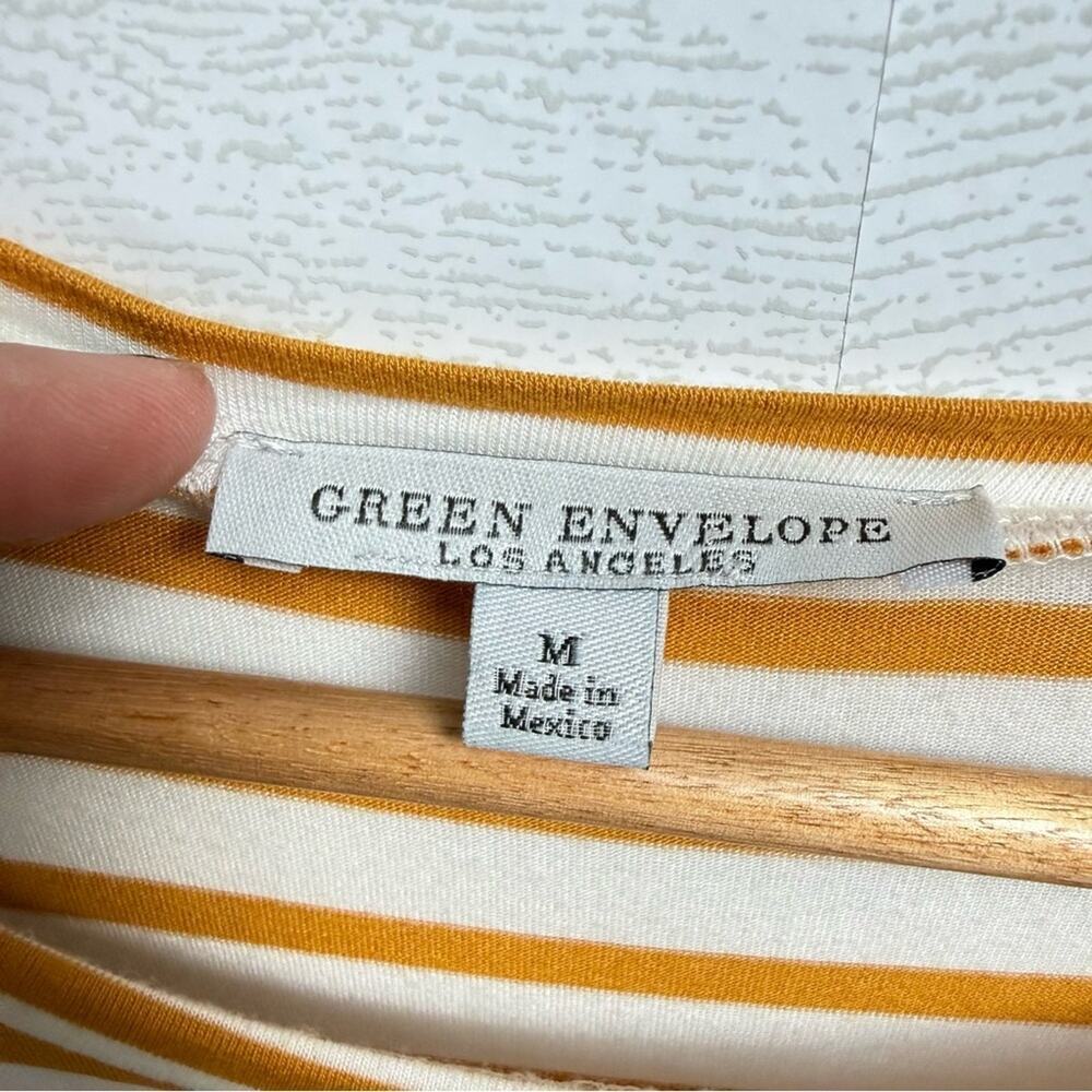 Green Envelope Los Angeles | Mustard & White Jersey Ruffled Sleeve Tee – M - Picture 5 of 6